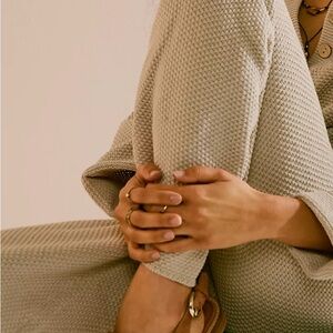 FP Movement by Free People Cropped Knit Pants in Light Beige